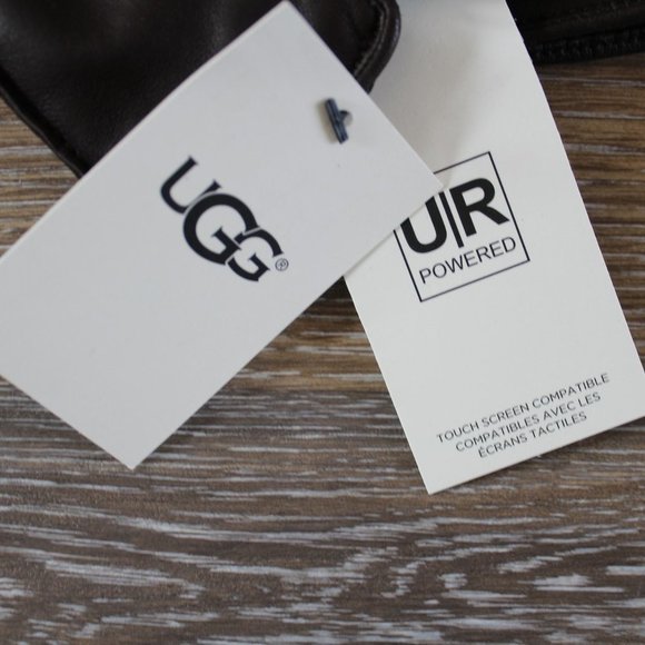 NWT MEN'S UGG TAB LEATHER SMART GLOVES BROWN XL - Picture 3 of 5